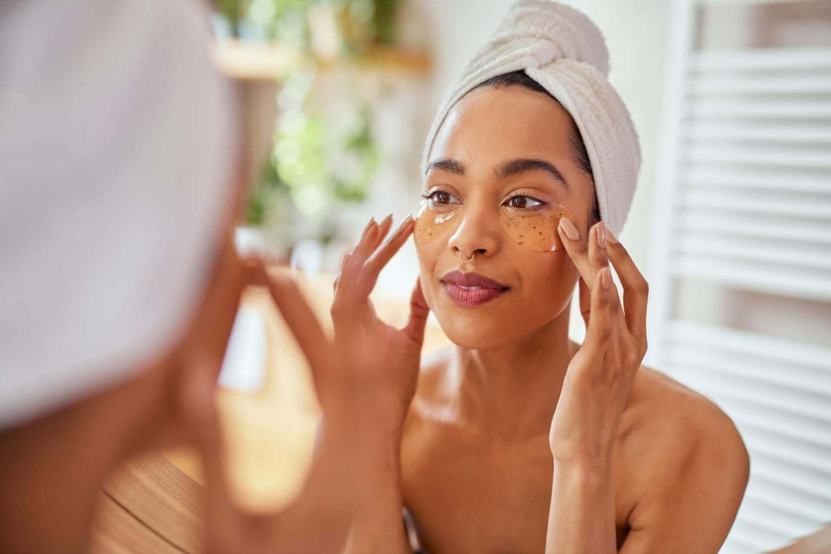 A lady caring for her skin