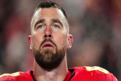 Travis Kelce wearing Kansas City uniform