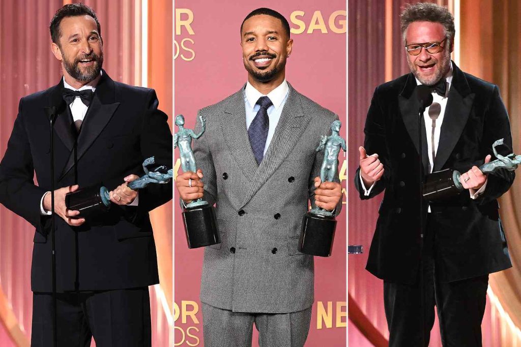 See All the Winners at the 2026 Actor Awards Noah wyle, seth rogen and micheal jordan at the 20206 Actors Award