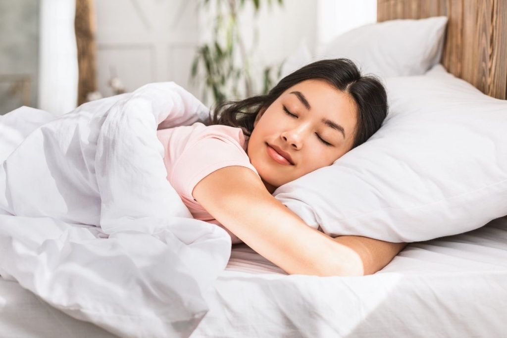 A lady sleeping comfortably