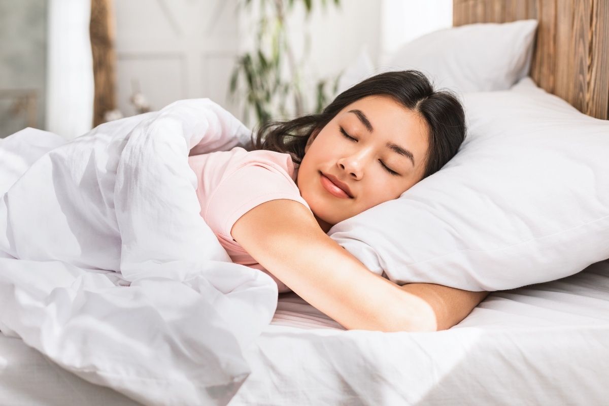 A lady sleeping comfortably