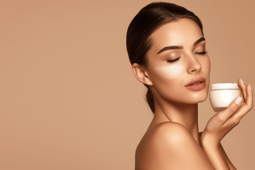 woman holding a moisturizer