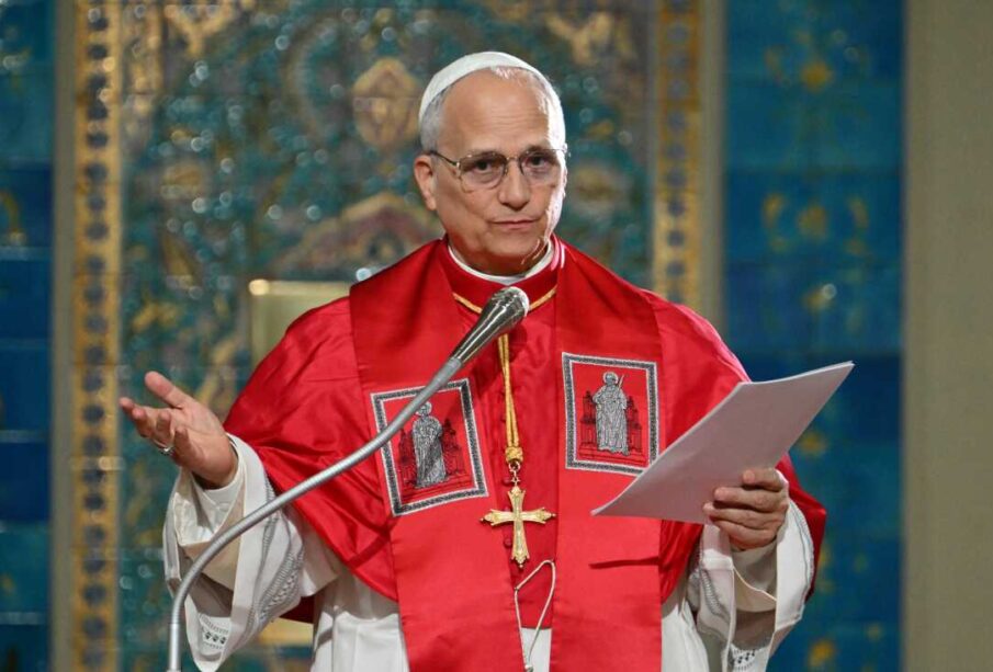 Pope Leo giving a speech
