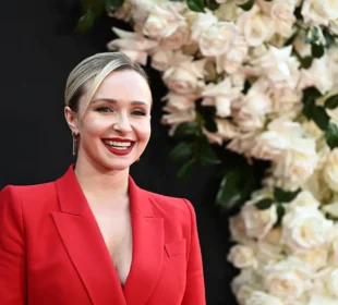 Hayden Panettiere Wearing a Red Blouse