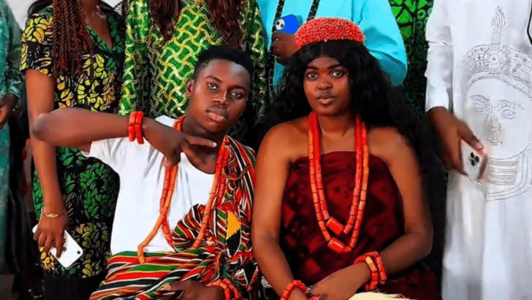 Peller Pays Jarvis’ Bride Price in Edo: Seals Traditional Union in Emotional Ceremony Peller and Jarvis during a traditional bride price ceremony in Edo, celebrating their emotional union with family present.