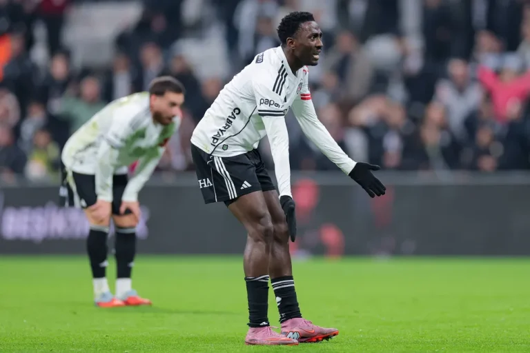 Wilfred Ndidi in action during a football match, facing transfer speculation amid Saudi interest and Beşiktaş uncertainty.